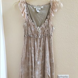 Beige Embroidered Summer Dress